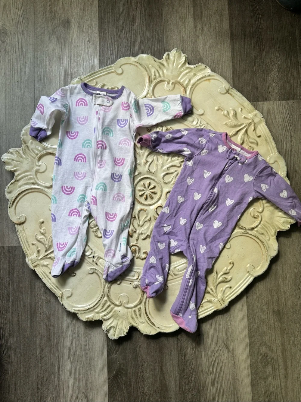 Lot of 4 Onesies Brand Baby Girls' Long Sleeve Sleep 'N Plays - Size 0-3 Months